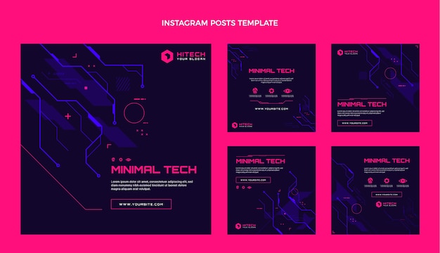 Flat design minimal technology instagram posts