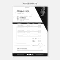 Free vector flat design minimal technology invoice template