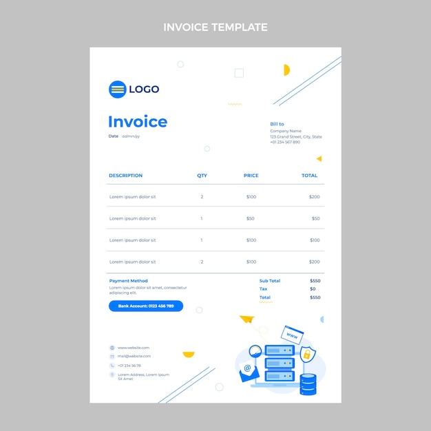 Free vector flat design minimal technology invoice