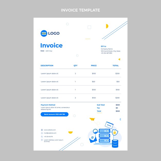 flat design minimal technology invoice
