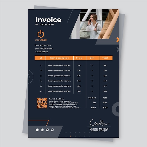 Free vector flat design minimal technology invoice