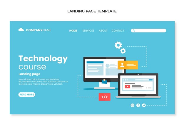 flat design minimal technology landing page