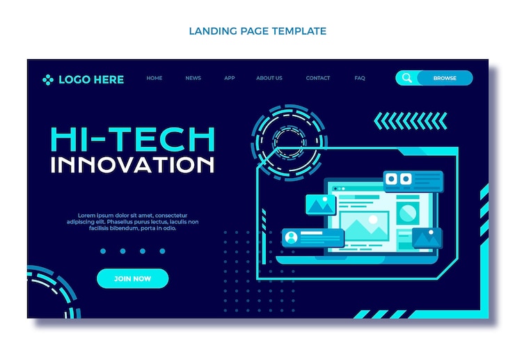무료 Vector 평면 디자인 최소한의 기술 방문 페이지