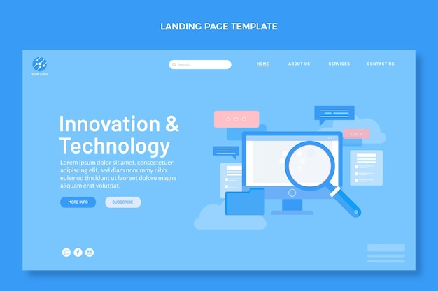 Free vector flat design minimal technology landing page