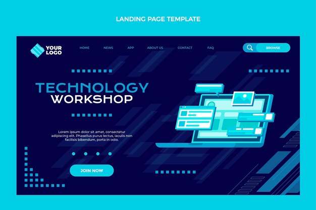 Flat design minimal technology landing page