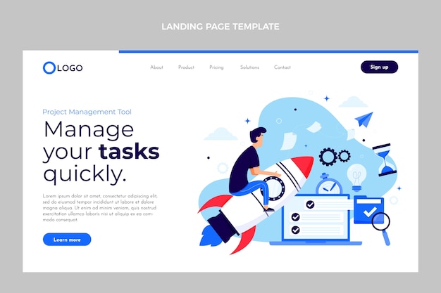 Flat design minimal technology landing page