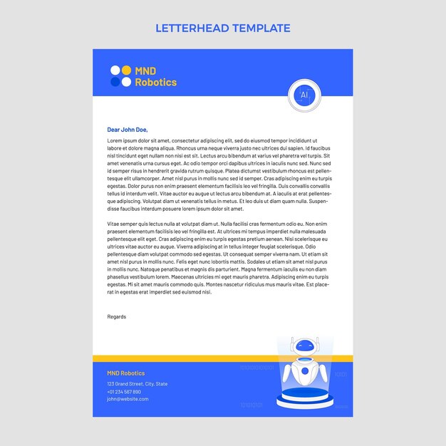 Flat design minimal technology letterhead template