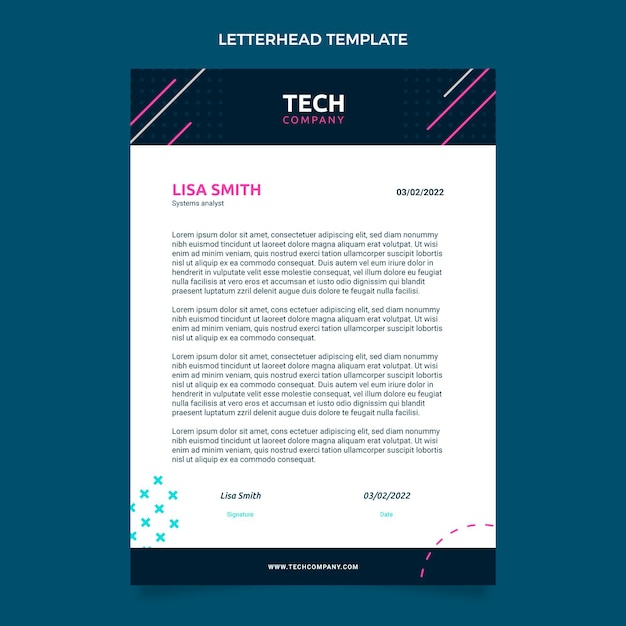 Flat design minimal technology letterhead