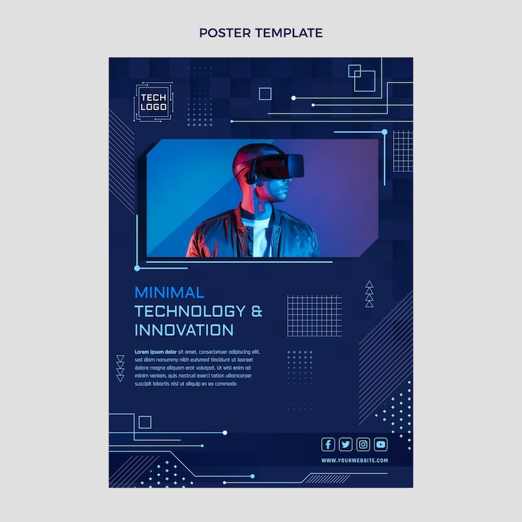무료 Vector 평면 디자인 최소한의 기술 포스터