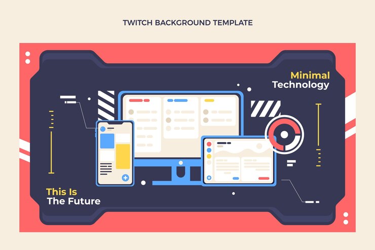 Free Vector flat design minimal technology twitch background