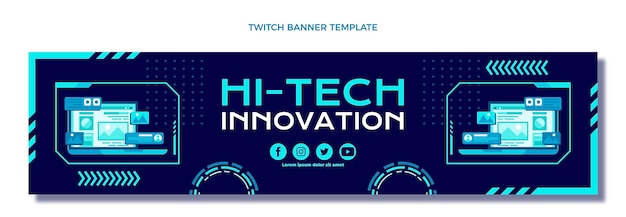 Free vector flat design minimal technology twitch banner