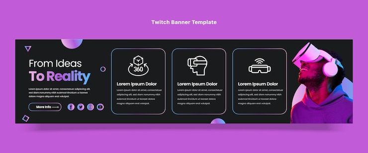 Free Vector flat design minimal technology twitch banner
