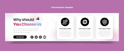 Free vector flat design minimal technology twitch banner