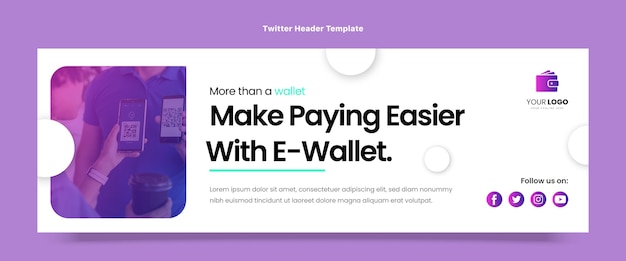 Vettore gratuito intestazione twitter con tecnologia minimale dal design piatto