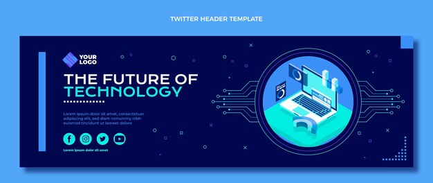 Flat design minimal technology twitter header