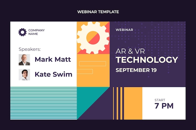 Free vector flat design minimal technology webinar