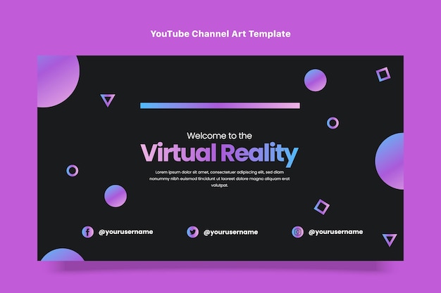 Flat design minimal technology youtube channel art