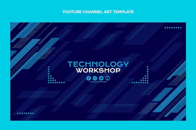 Free vector flat design minimal technology youtube channel art