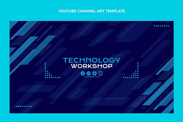 無料Vector フラットデザインミニマルテクノロジーyoutubeチャンネルアート
