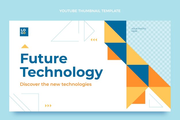 Flat design minimal technology youtube thumbnail