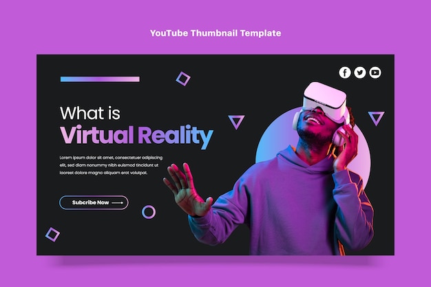 Free vector flat design minimal technology youtube thumbnail