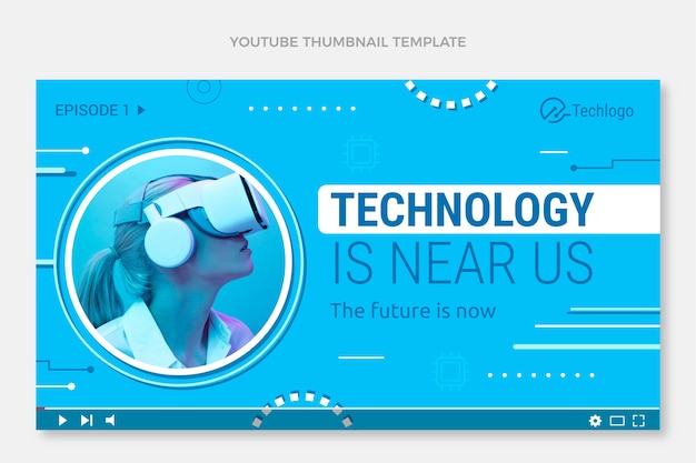 Flat design minimal technology youtube thumbnail