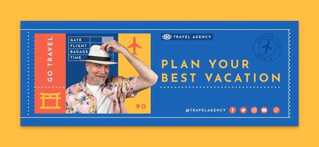 flat design minimal travel agency facebook cover