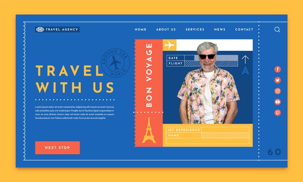 Flat design minimal travel agency landing page