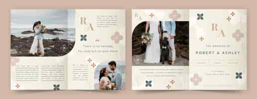 Vettore gratuito brochure di matrimonio minimal design piatto