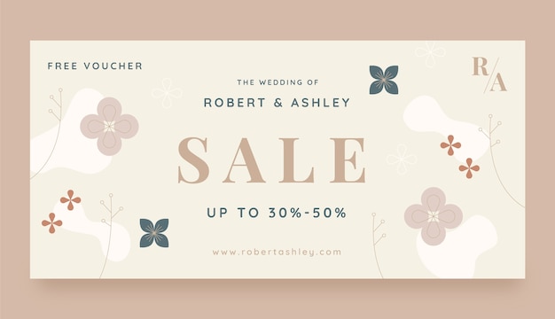 Free vector flat design minimal wedding sale banner