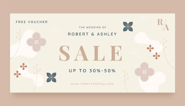Flat design minimal wedding sale banner