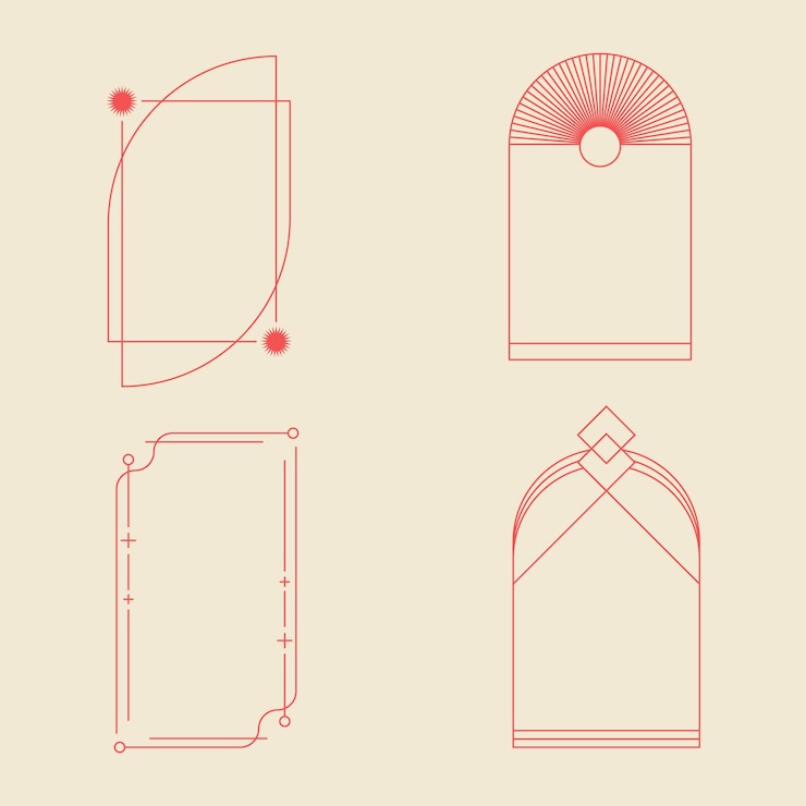 Free Vector flat design minimalist linear frame set