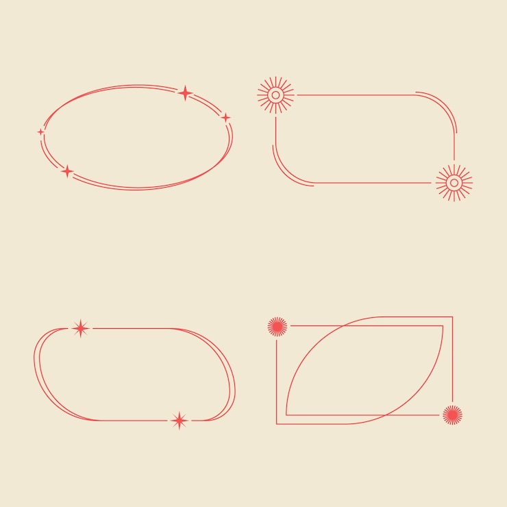 Free Vector flat design minimalist linear frame set