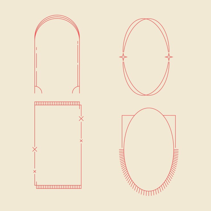 Free Vector flat design minimalist linear frame set
