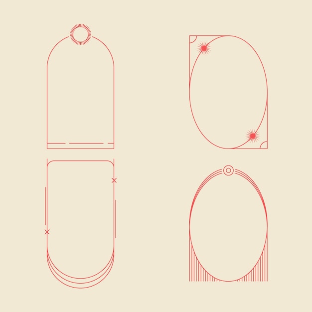 Set di cornici lineari minimalistiche a disegno piatto