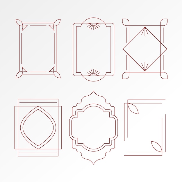 무료 벡터 평평한 디자인 미니멀리즘 선형 프레임 세트