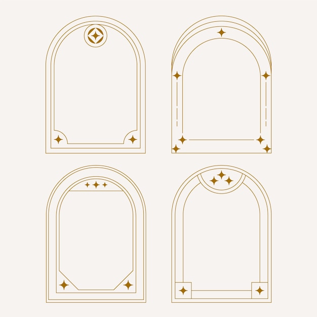 Vettore gratuito set di cornici lineari minimalistiche a disegno piatto