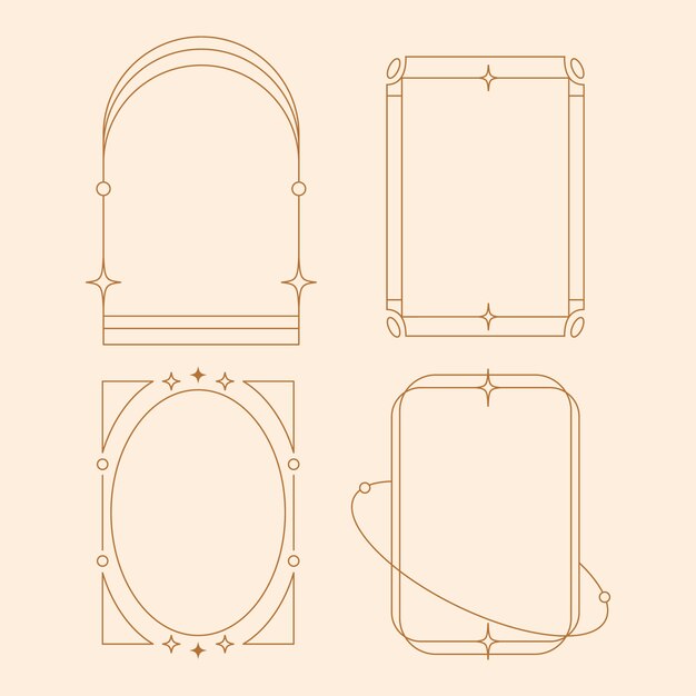 flat design minimalist linear frame set