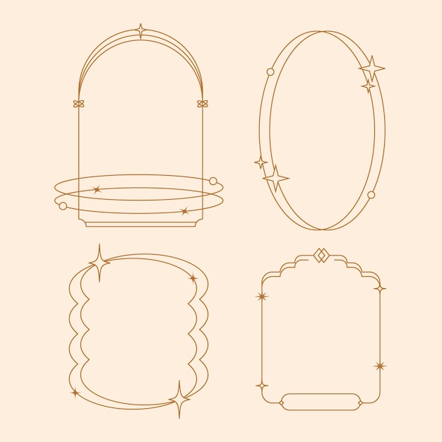 Free vector flat design minimalist linear frame set