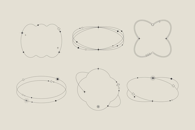 Vettore gratuito set di cornici lineari minimalistiche a disegno piatto