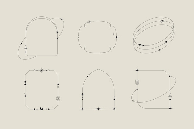 Vettore gratuito set di cornici lineari minimalistiche a disegno piatto