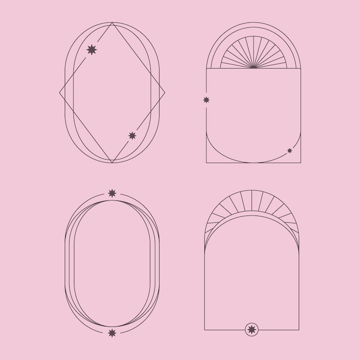무료 Vector 평평한 디자인 미니멀리즘 선형 프레임