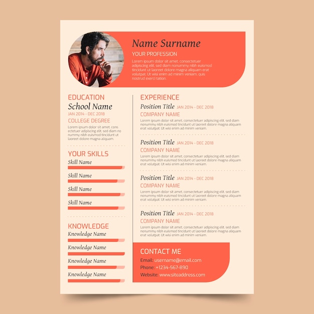 Flat design minimalist retro cv template