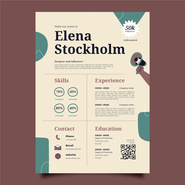 Flat design minimalist retro cv template