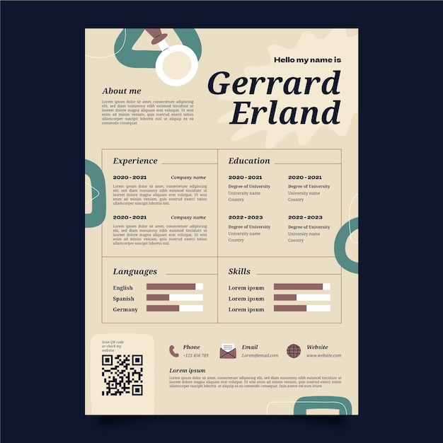 Flat design minimalist retro cv template