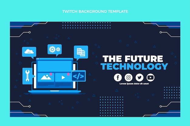 Flat design minimalistic technology twitch background