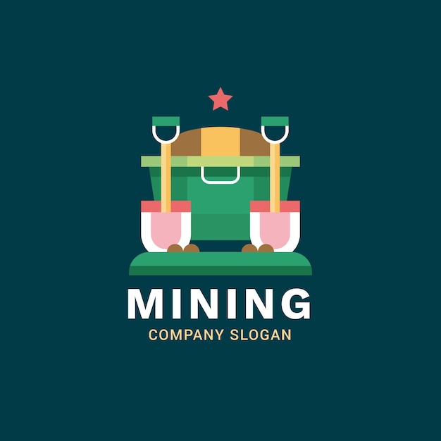 Flat design mining logo template