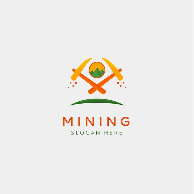 Vettore gratuito modello di logo minerario design piatto