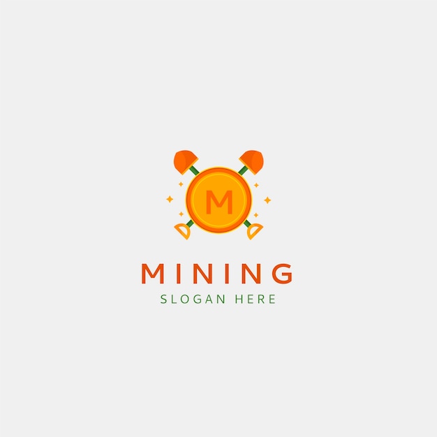 Flat design mining logo template