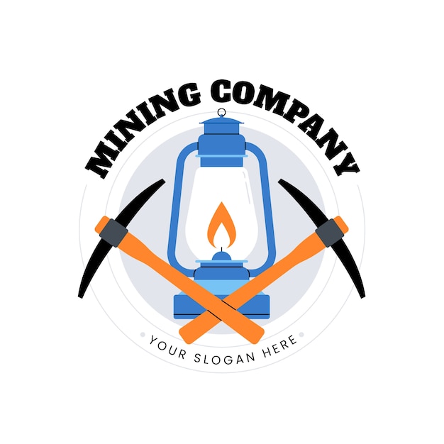 Бесплатное векторное изображение Плоский дизайн логотипа горнодобывающей промышленности